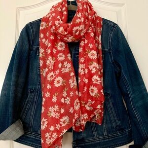 Fraas daisy print red scarf